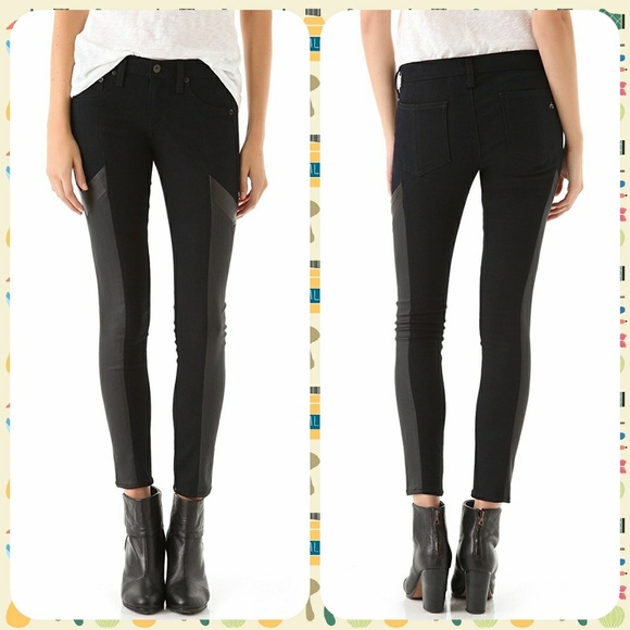 💣HP💥Rag & Bone Leather trim Grand Prix jeans - Picture 2 of 8